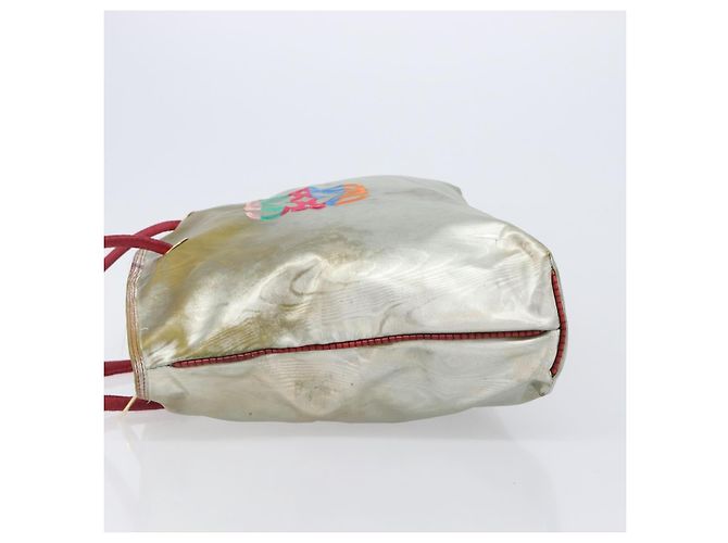 Saco Tote LOEWE Nylon Silver Gold Auth 206014 Prata Dourado - vista 4