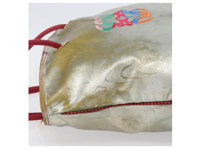 Saco Tote LOEWE Nylon Silver Gold Auth 206014 Prata Dourado - vista 5