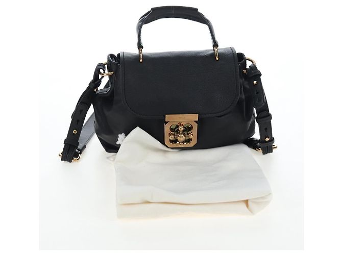 Chloé Borsa Chloe Elsie in pelle 2way Nero Oro Auth am12745V D'oro - vista 12