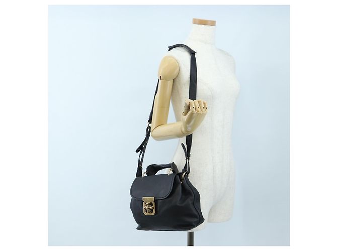 Chloé Borsa Chloe Elsie in pelle 2way Nero Oro Auth am12745V D'oro - vista 28