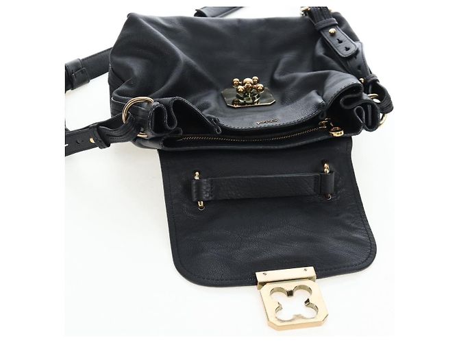 Chloé Borsa Chloe Elsie in pelle 2way Nero Oro Auth am12745V D'oro - vista 9