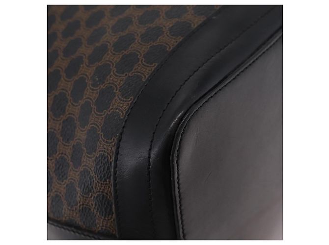 Céline Bolsa de Ombro CELINE Macadam Canvas PVC Leather Black Gold Auth 206055 Preto Dourado - vista 18