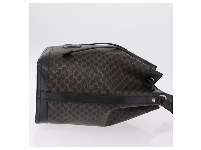 Céline Bolsa de Ombro CELINE Macadam Canvas PVC Leather Black Gold Auth 206055 Preto Dourado - vista 3