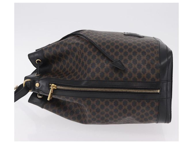 Céline Bolsa de Ombro CELINE Macadam Canvas PVC Leather Black Gold Auth 206055 Preto Dourado - vista 4