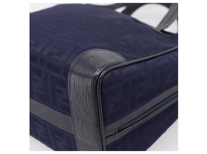 FENDI Zucca Canvas Handtasche Navy Gold Auth ep16548 Golden Marineblau - Ansicht 15