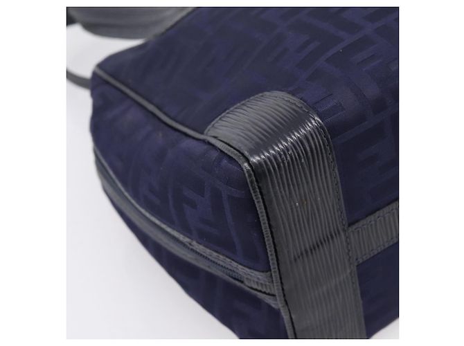 FENDI Zucca Canvas Handtasche Navy Gold Auth ep16548 Golden Marineblau - Ansicht 16