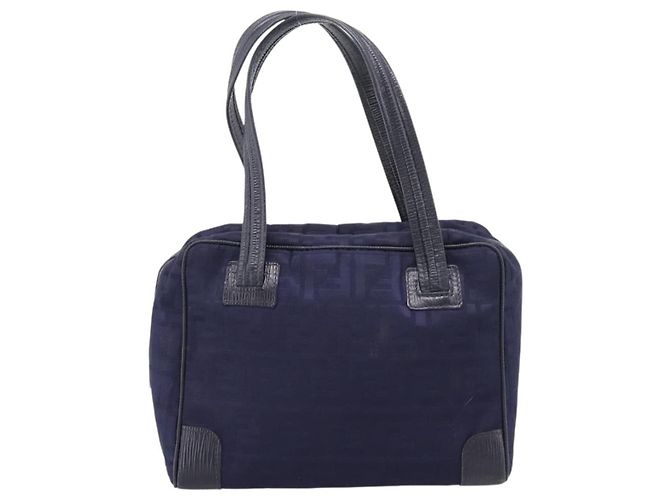 FENDI Zucca Canvas Handtasche Navy Gold Auth ep16548 Golden Marineblau - Ansicht 2