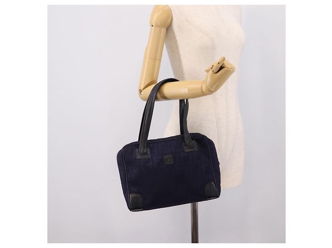 FENDI Zucca Canvas Handtasche Navy Gold Auth ep16548 Golden Marineblau - Ansicht 22