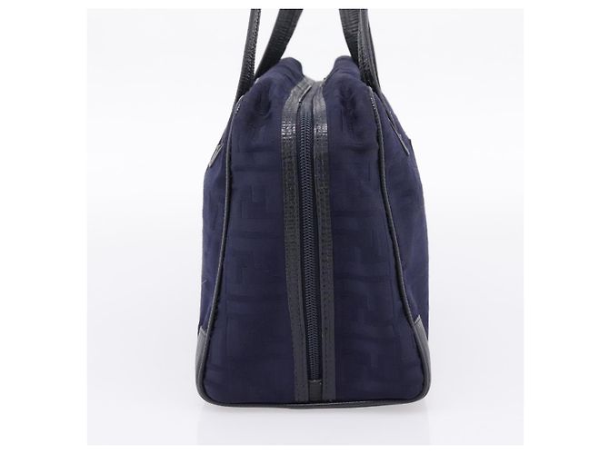 FENDI Zucca Canvas Handtasche Navy Gold Auth ep16548 Golden Marineblau - Ansicht 3
