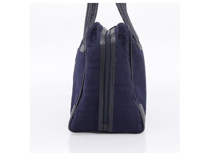 FENDI Zucca Canvas Handtasche Navy Gold Auth ep16548 Golden Marineblau - Ansicht 4