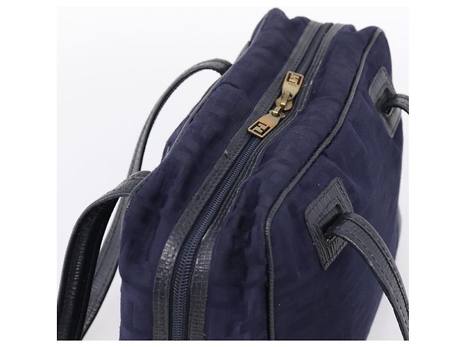 FENDI Zucca Canvas Handtasche Navy Gold Auth ep16548 Golden Marineblau - Ansicht 6