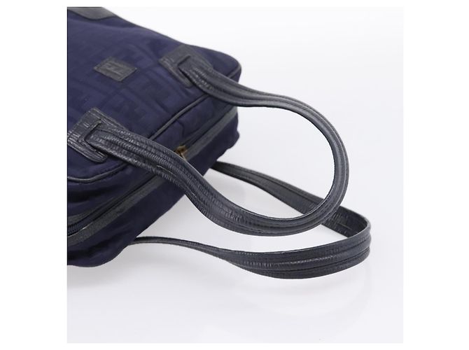 FENDI Zucca Canvas Handtasche Navy Gold Auth ep16548 Golden Marineblau - Ansicht 7