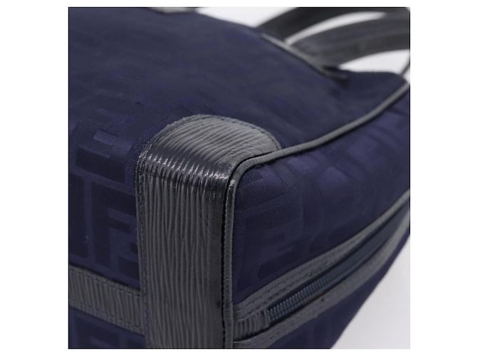 FENDI Zucca Canvas Handtasche Navy Gold Auth ep16548 Golden Marineblau - Ansicht 9