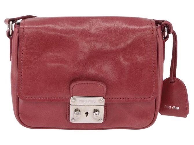 Miu Miu Schultertasche Leder Rosa Silber Auth BA16100A Pink - Ansicht 13