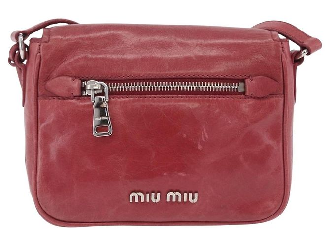 Miu Miu Schultertasche Leder Rosa Silber Auth BA16100A Pink - Ansicht 2