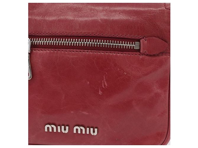 Miu Miu Schultertasche Leder Rosa Silber Auth BA16100A Pink - Ansicht 3