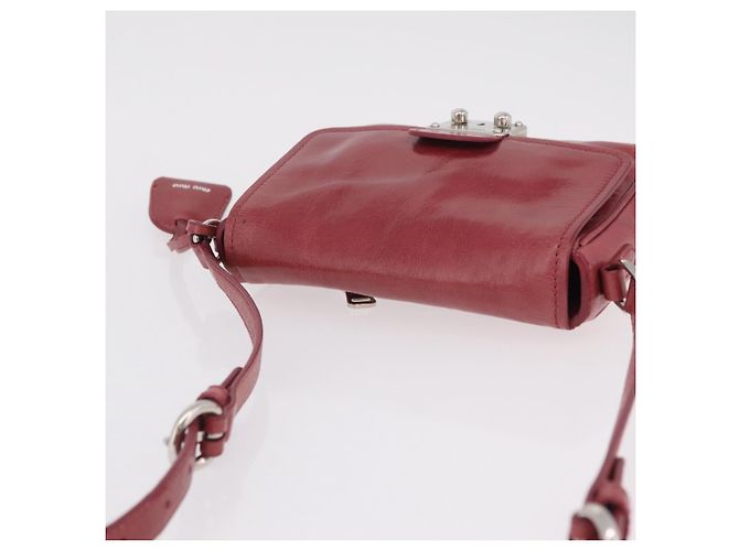 Miu Miu Schultertasche Leder Rosa Silber Auth BA16100A Pink - Ansicht 7
