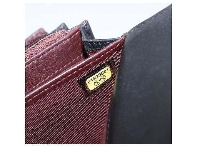 Portafoglio lungo CHANEL 2.55 Matelassé in pelle nera con CC argento Auth 205240V Nero - vista 12