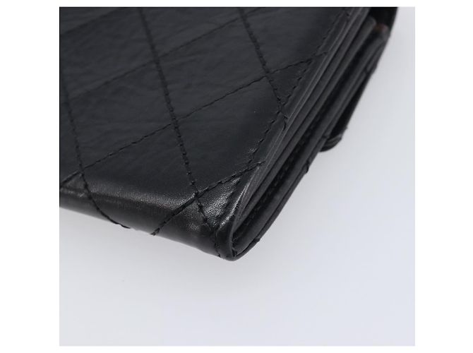 Portafoglio lungo CHANEL 2.55 Matelassé in pelle nera con CC argento Auth 205240V Nero - vista 15