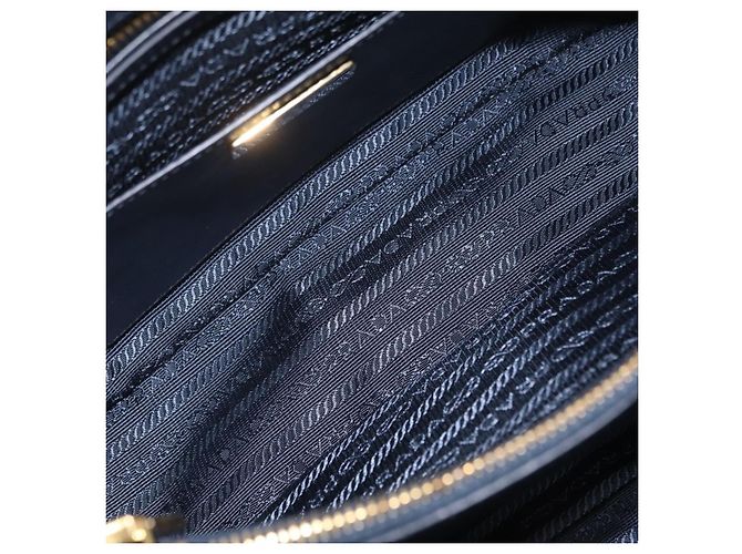 Saffiano Sac à main PRADA cuir Safiano Navy Gold Auth 202507A Doré Bleu Marine - vue 10