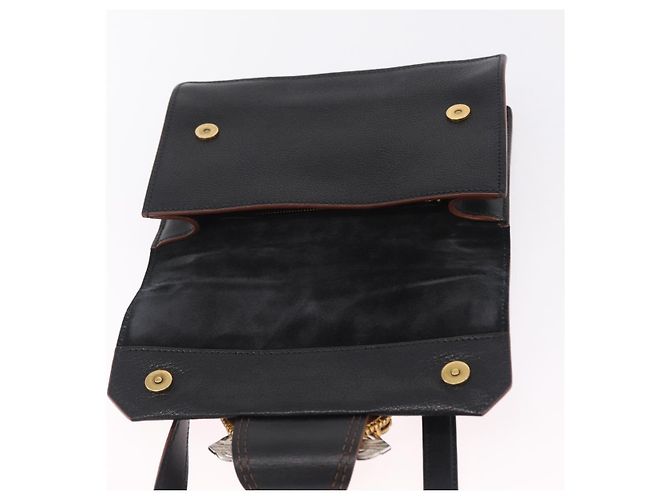 Borsa a tracolla Miu Miu Madras in pelle nera e oro Auth 207539M Nero - vista 10