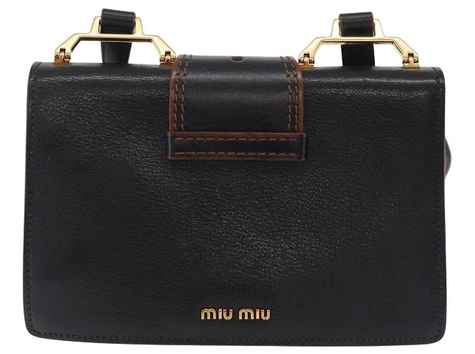 Borsa a tracolla Miu Miu Madras in pelle nera e oro Auth 207539M Nero - vista 2