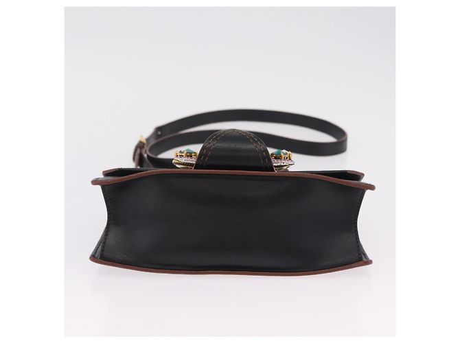 Borsa a tracolla Miu Miu Madras in pelle nera e oro Auth 207539M Nero - vista 5