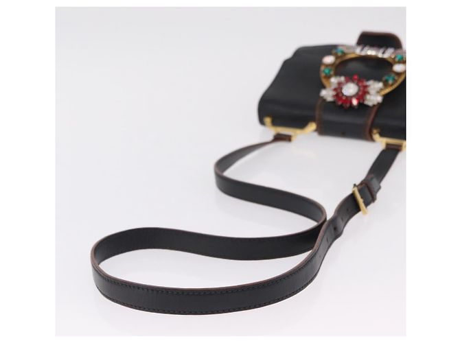 Borsa a tracolla Miu Miu Madras in pelle nera e oro Auth 207539M Nero - vista 7