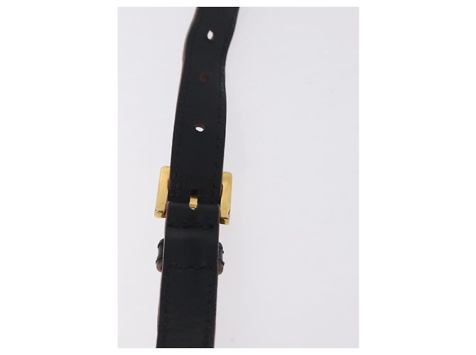 Borsa a tracolla Miu Miu Madras in pelle nera e oro Auth 207539M Nero - vista 8