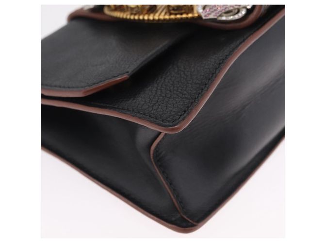 Borsa a tracolla Miu Miu Madras in pelle nera e oro Auth 207539M Nero - vista 9
