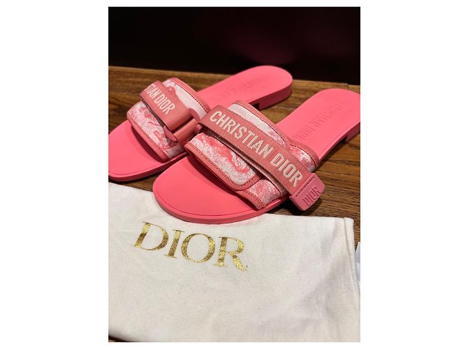 Christian Dior Ciabatte in gomma e tessuto rosa - vista 10