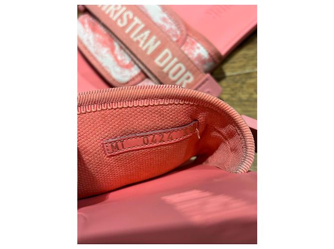 Christian Dior Ciabatte in gomma e tessuto rosa - vista 4