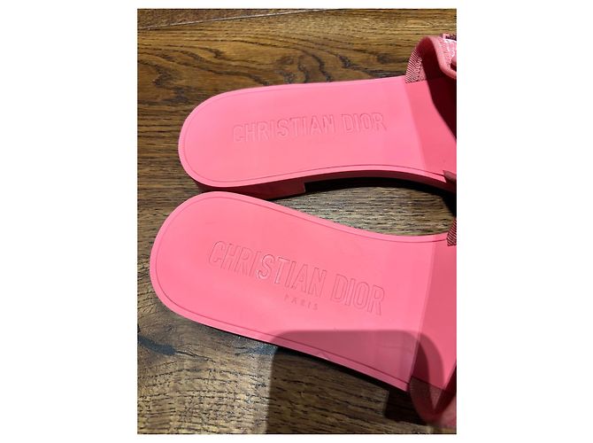 Christian Dior Ciabatte in gomma e tessuto rosa - vista 8