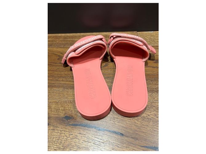 Christian Dior Ciabatte in gomma e tessuto rosa - vista 9