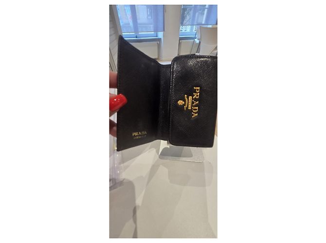 Prada Porte-clés en cuir Saffiano noir - vue 3