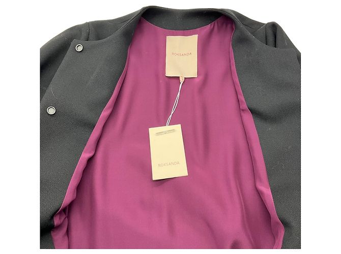 Cappotto a maniche corte in lana e mohair nero Roksanda - vista 7