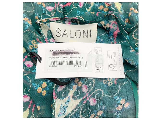 Autre Marque Vestido Blythe Saloni Opaline Vert Verde - vista 4