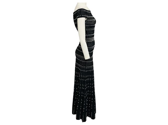 Vestido maxi de punto estampado en negro / blanco Alexander McQueen - vista 2