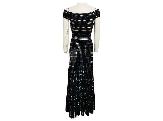 Vestido maxi de punto estampado en negro / blanco Alexander McQueen - vista 3
