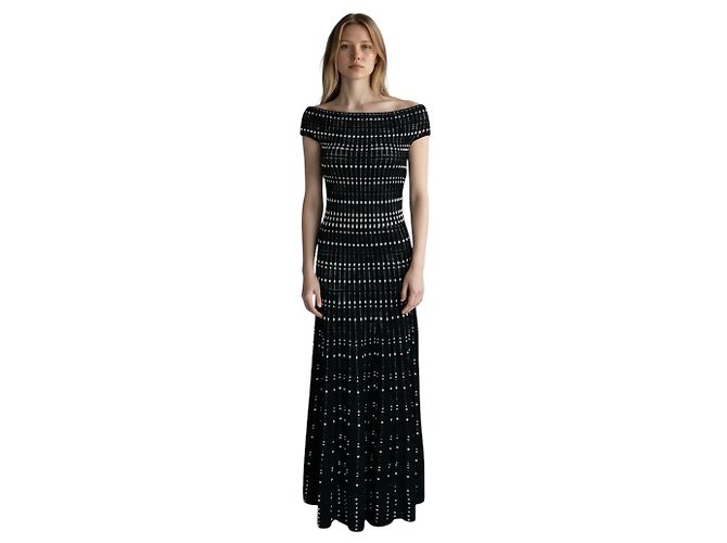 Vestido maxi de punto estampado en negro / blanco Alexander McQueen - vista 6