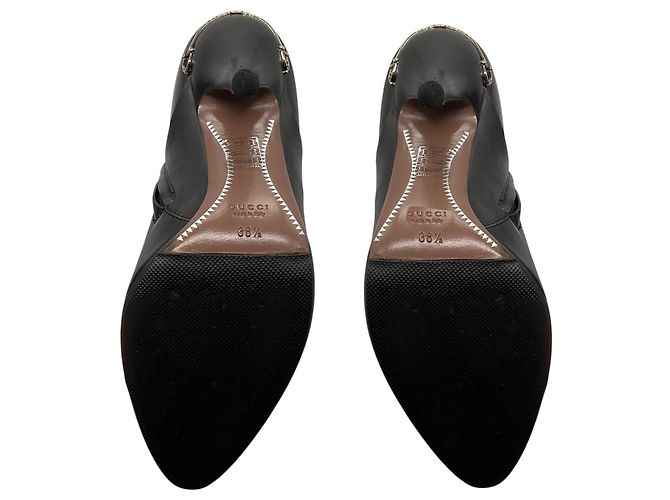 Botines de tacón de aguja en cuero negro Gucci / Botas cortas - vista 6