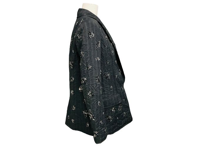 Jonathan Simkhai Simkhai Charcoal Grey Stripe Murphy Embellished Blazer - view 2