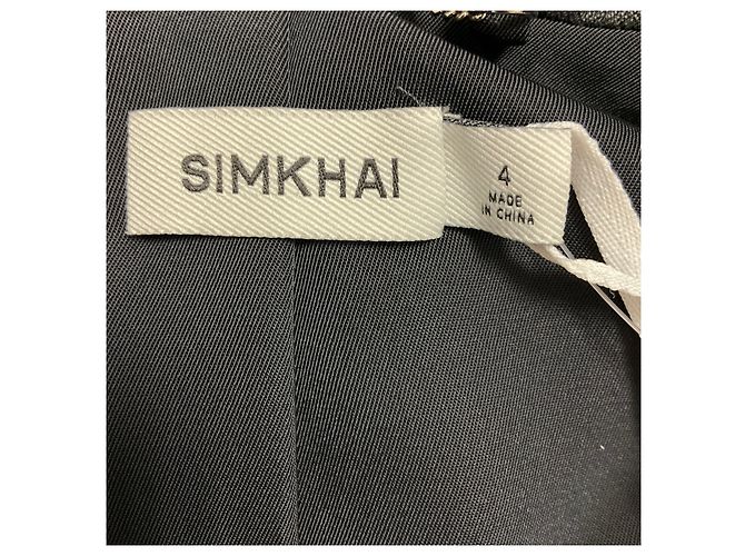 Jonathan Simkhai Simkhai Charcoal Grey Stripe Murphy Embellished Blazer - view 4