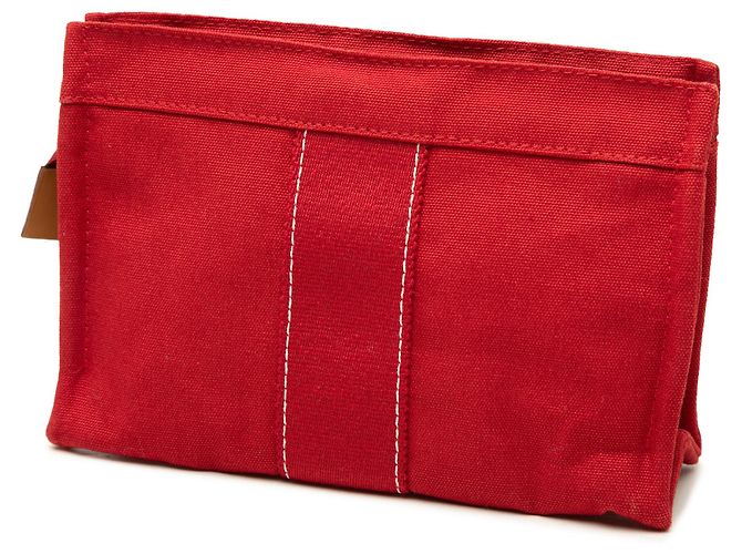 Pouch Hermès Toile Deauville rosso - vista 2