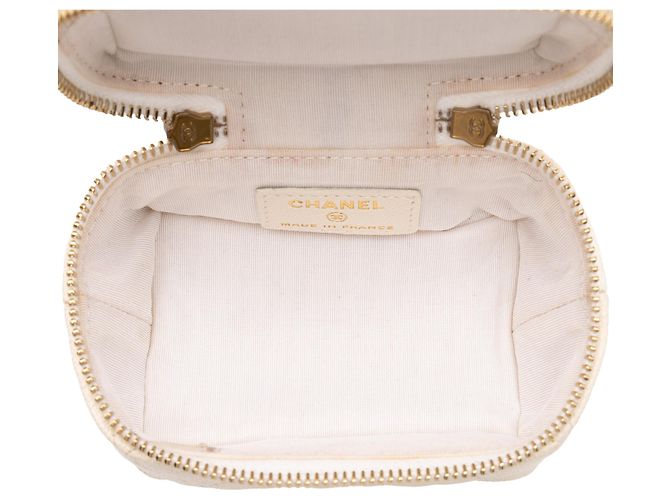 Chanel Mini CC gesteppte Caviar Chain Zip Around Vanity Case Satchel in Weiß - Ansicht 4