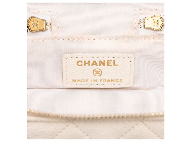 Chanel Mini CC gesteppte Caviar Chain Zip Around Vanity Case Satchel in Weiß - Ansicht 5
