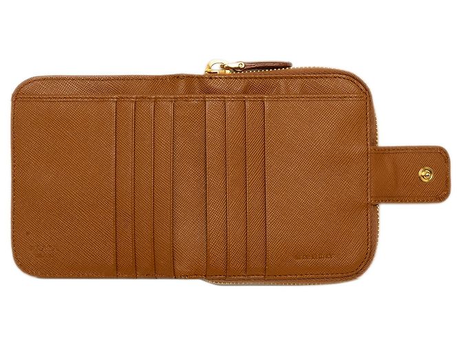 Portafoglio compatto con zip Prada Saffiano marrone Piccoli portafogli - vista 4