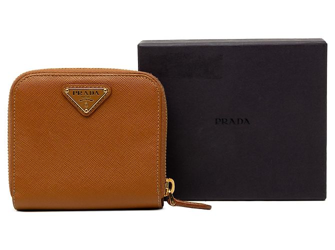 Portafoglio compatto con zip Prada Saffiano marrone Piccoli portafogli - vista 8