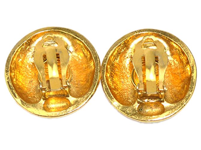 Gold Chanel vergoldete Logo runde Clip-On Ohrringe Golden - Ansicht 2