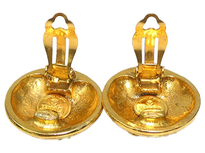 Gold Chanel vergoldete Logo runde Clip-On Ohrringe Golden - Ansicht 3